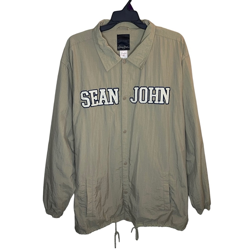 Sean John Jacket Men’s 2XL Beige Snap Buttons Hip Hop Streetwear Varsity - Picture 1 of 7